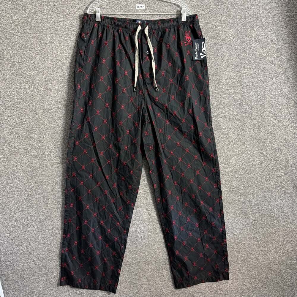 NWT Psycho Bunny Men's Size XL Bunny All Over Print Straight Leg Pajama Pants